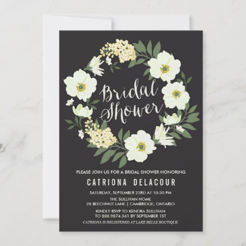 Anemone Floral Wreath Bridal Shower Invitation 5" X 7" Invitation Card