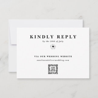 Anemone Flower Electronic QR Code Wedding Web Site RSVP Card