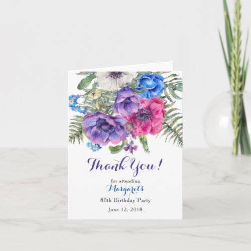 Anemone Flower Floral 80th Birthday Thank You