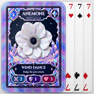 Anemone Flower, Rainbow Foil Art Poker Cards