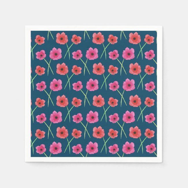 Anemone Flower Watercolor Painting Pattern