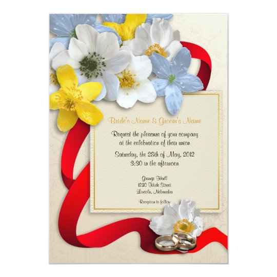 Anemone Flowers Wedding Invite - 6B