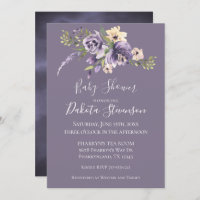 Anemone Garden Cream Purple Boho Baby Shower Invitation