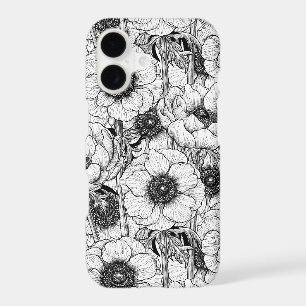 Anemone garden in black and white iPhone 17 case