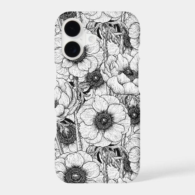 Anemone garden in black and white Case-Mate iPhone case (Back)