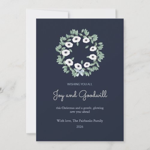 Anemone Halo Wreath Family Christmas Card