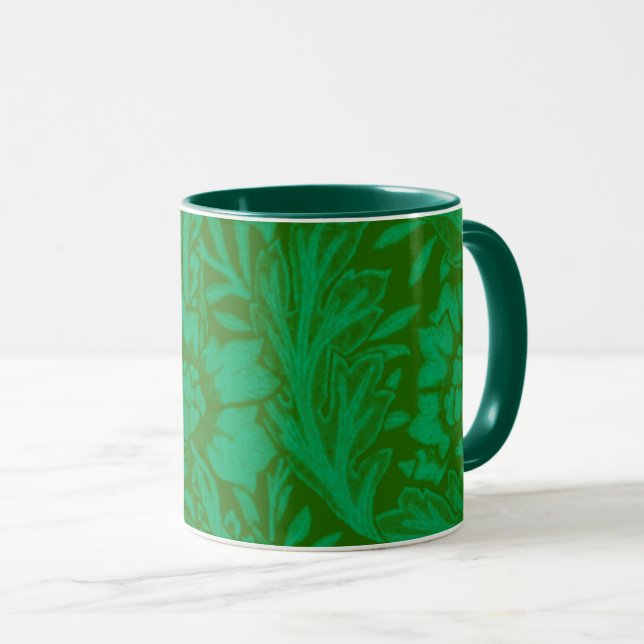 Anemone in Forest Green, a William Morris pattern Mug (Front Right)