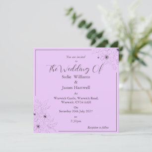Anemone on Light Lilac Invitation