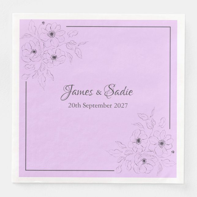 Anemone on Light Lilac  Paper Dinner Napkins (Front)
