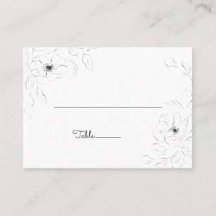 Anemone on White Flat Place Card