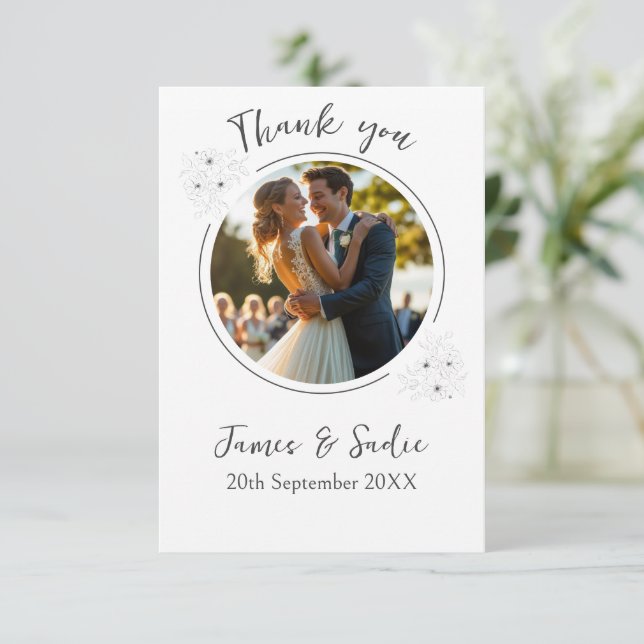 Anemone on White Flat Thank You Card (Standing Front)