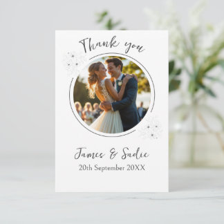 Anemone on White Flat Thank You Card