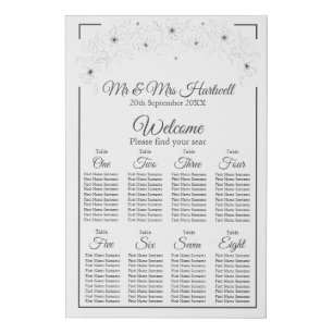 Anemone on white Seating Chart~ Faux Canvas Print