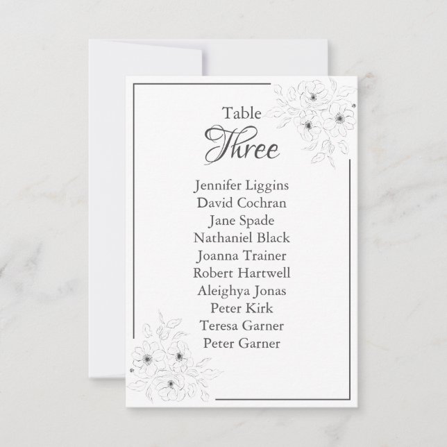 Anemone on White Table Planner Seating Chart  (Front)