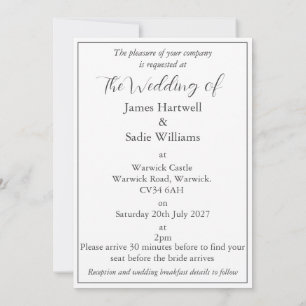 Anemone on White Wedding Invitation