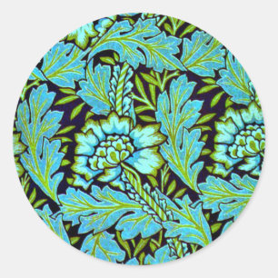 Anemone pattern by William Morris, Classic Round Sticker