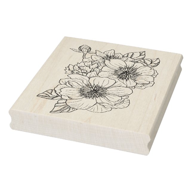 Anemone Peony Rubber Stamp (Stamp)