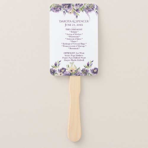 Anemone Purple Rose Floral Boho Wedding Ceremony Hand Fan