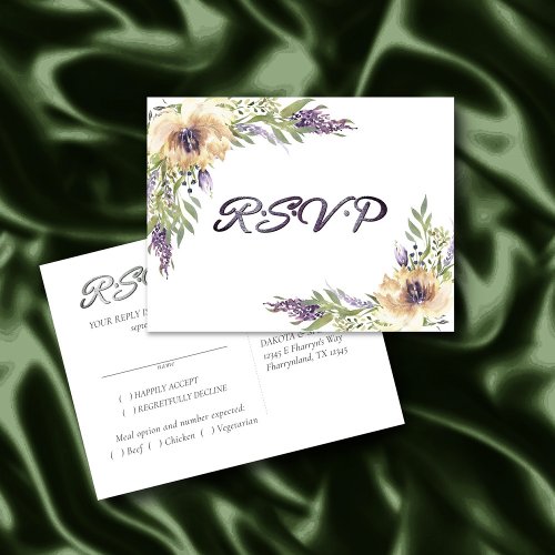 Anemone RSVP Entree Greenery Floral Boho Modern Postcard