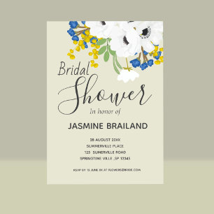 Anemone Spring Floral Bouquet Bridal Shower Invitation