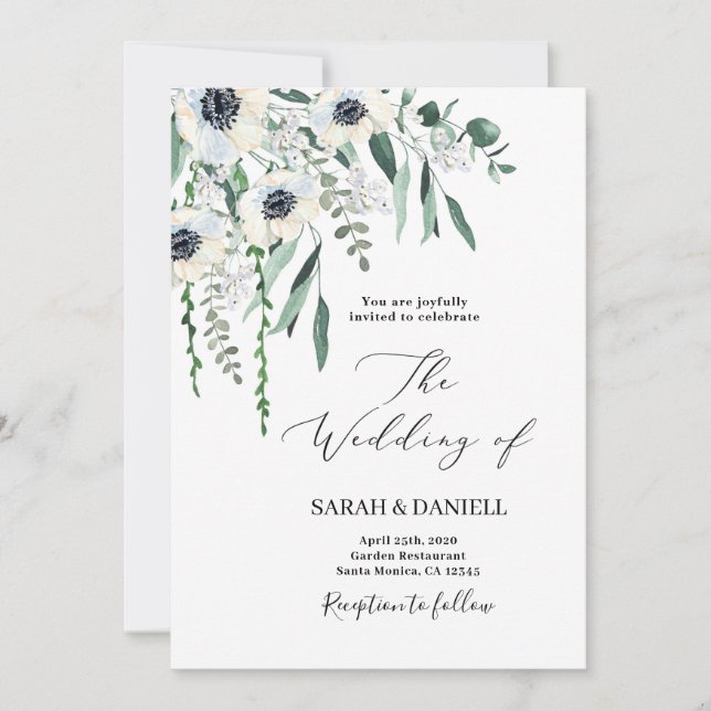 Anemone wedding invitation (Front)