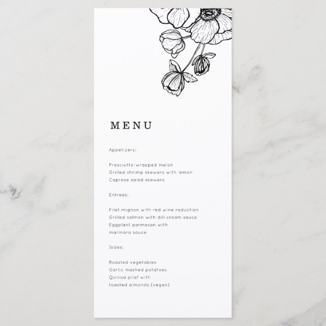 Anemone Wedding Menu (Front)