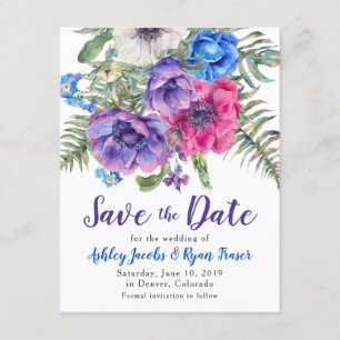 Anemone Wedding Save the Date Watercolor Floral