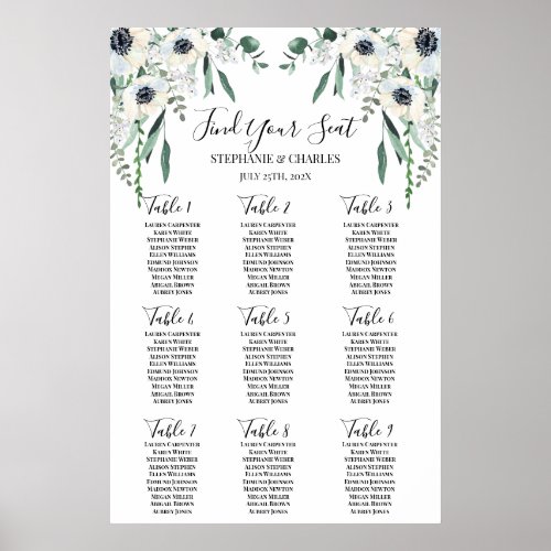 Anemone Wedding Seating Chart