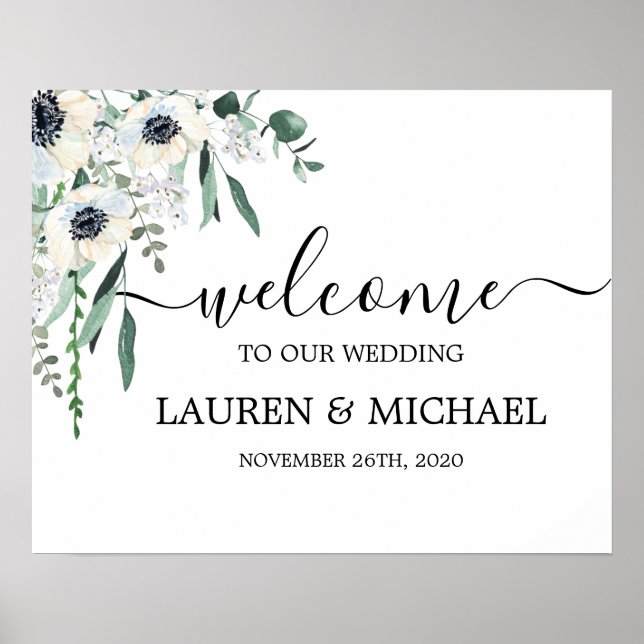 Anemone Wedding Welcome sign (Front)