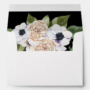 Anemone White Floral - Black Envelope