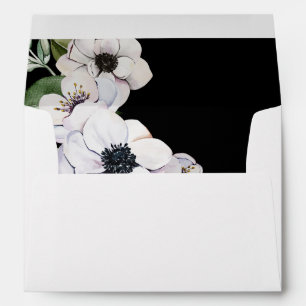 Anemone White Floral Envelope 2 - Black