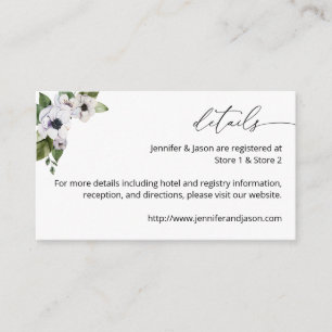 Anemone White Floral SM Enclosure Card