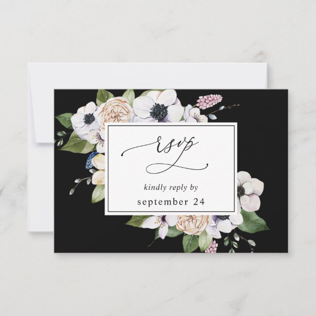 Anemone White Floral w Meal RSVP 2 - Black (Front)