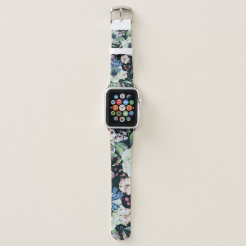 Anemone Wildflowers Vintage Watercolor Pattern Apple Watch Band