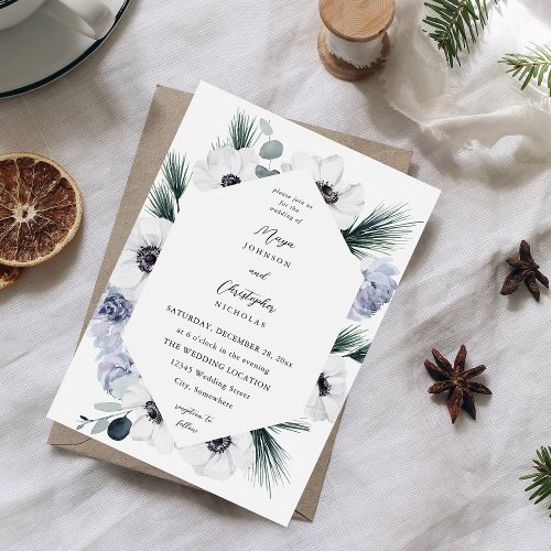 Anemone Winter White Floral Wedding_ VC Invitation