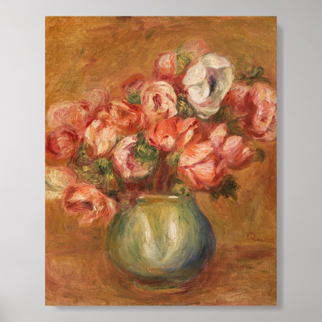 Anemones (1907) by Pierre-Auguste Renoir Wood Photo Tile (Front Set)