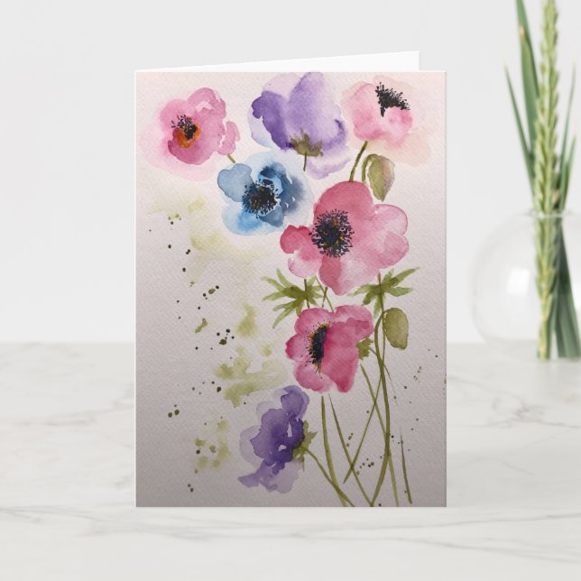 Anemones - Blank inside greeting  Card (Front)