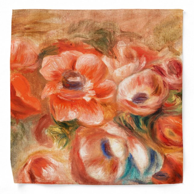 Anemones by Renoir Impressionist Painting Bandana (Front)