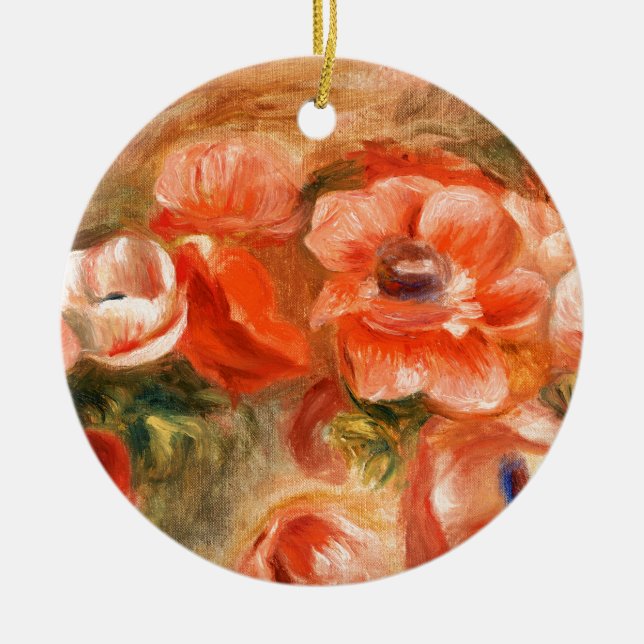 Anemones by Renoir Impressionist Painting Ceramic Ornament (Front)