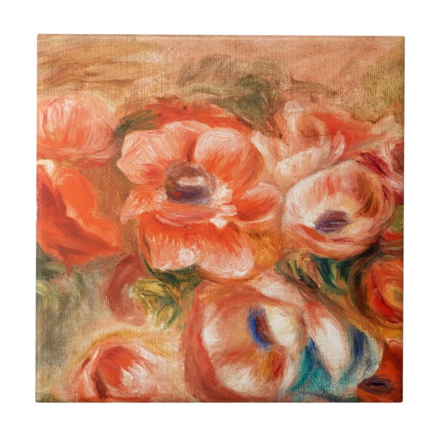 Anemones by Renoir Impressionist Painting Ceramic Tile (Front)