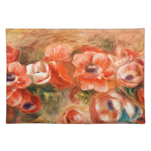 Anemones by Renoir Impressionist Painting Cloth Placemat