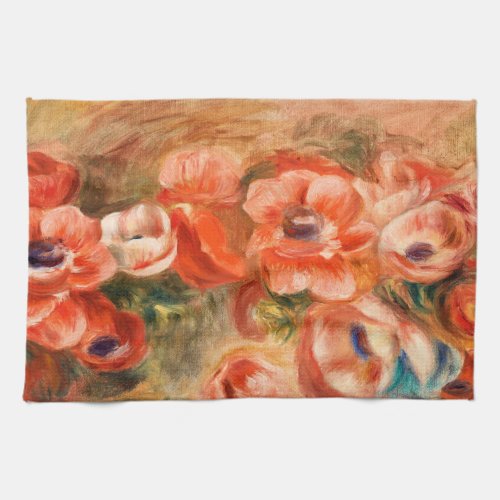 Anemones by Renoir Impressionist Painting Kitchen Towel