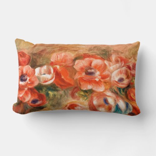 Anemones by Renoir Impressionist Painting Lumbar Pillow