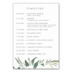 Anemones & Eucalyptus Wedding Timeline &  Table Number