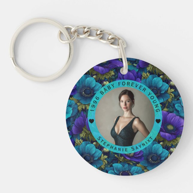 Anemones Flower 70Th Birthday Boho Keychain (Front)