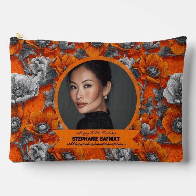 Anemones Flower Women Birthday Customized Accessory Pouch (Front)