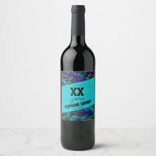 Anemones Garden Adult Birthday Gift For Wife Wine Label