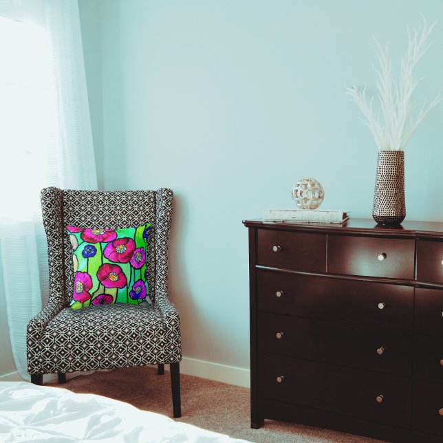 Anemones glass art throw pillow (Creator Uploaded)