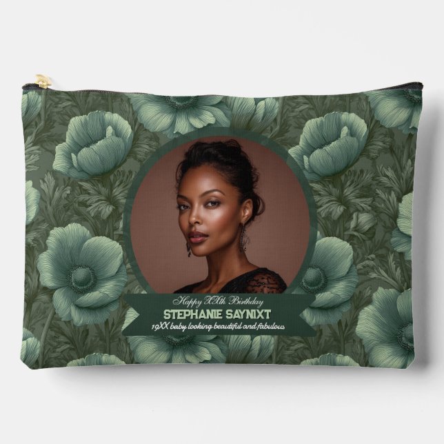 Anemones Petal Female Birthday Personalized Accessory Pouch (Front)