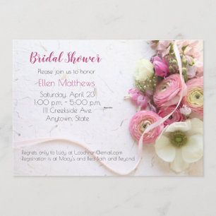 Anemones, ranunculus, ribbon invitation